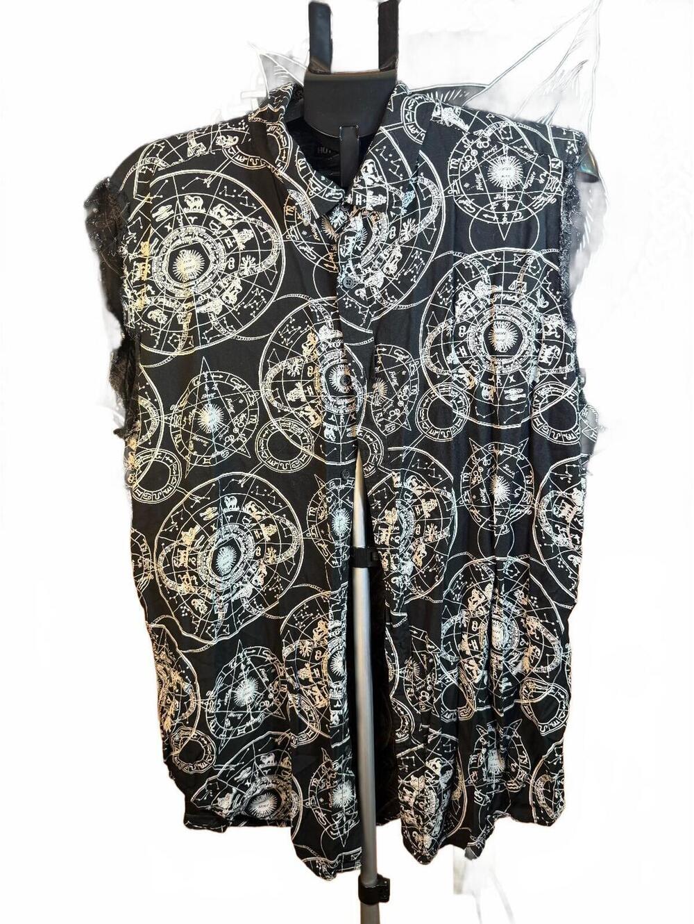 Vintage Hot Topic sz XL zodiac birth chart Sleeveless button up shirt rare